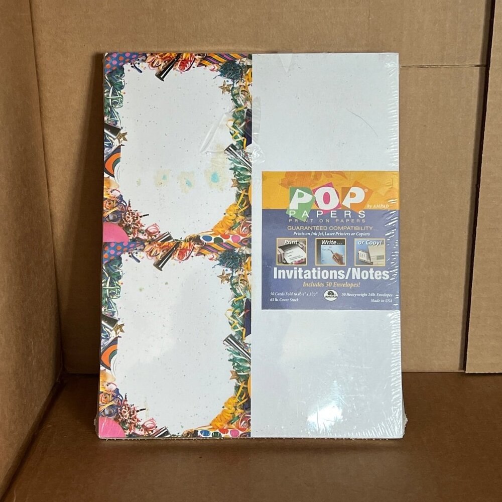 50 Count Invitation Paper/Envelopes (Party Favors) - Size 4.5 x 5.5 Inches